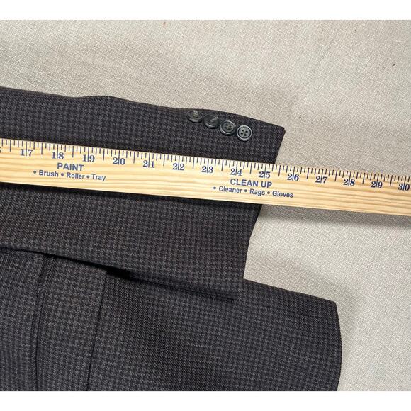 Lauren Ralph Lauren Mens Sports Coat 48R Wool Houndstooth Black Brown Academia - Picture 9 of 11